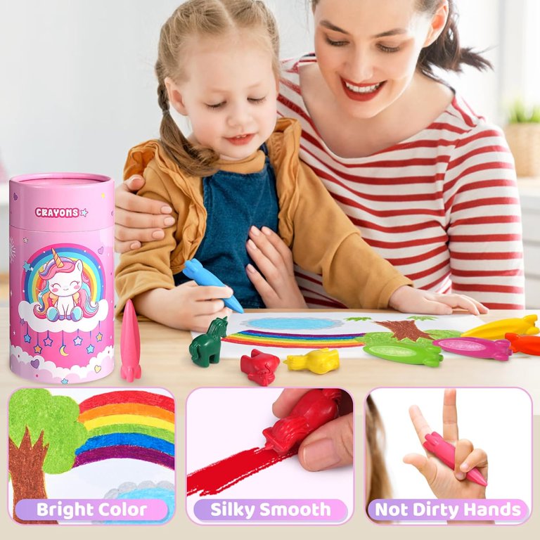 homicozy Rocket and Unicorn Crayons,36PCS Non Toxic Washable