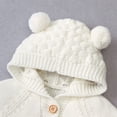 thumbnail image 5 of FYMNSI Baby Boy Girl Knitted Sweater Romper Long Sleeve Hoodie Jumpsuit Newborn Infant Winter Clothes Hooded Overall 0-6 Months White, 5 of 6