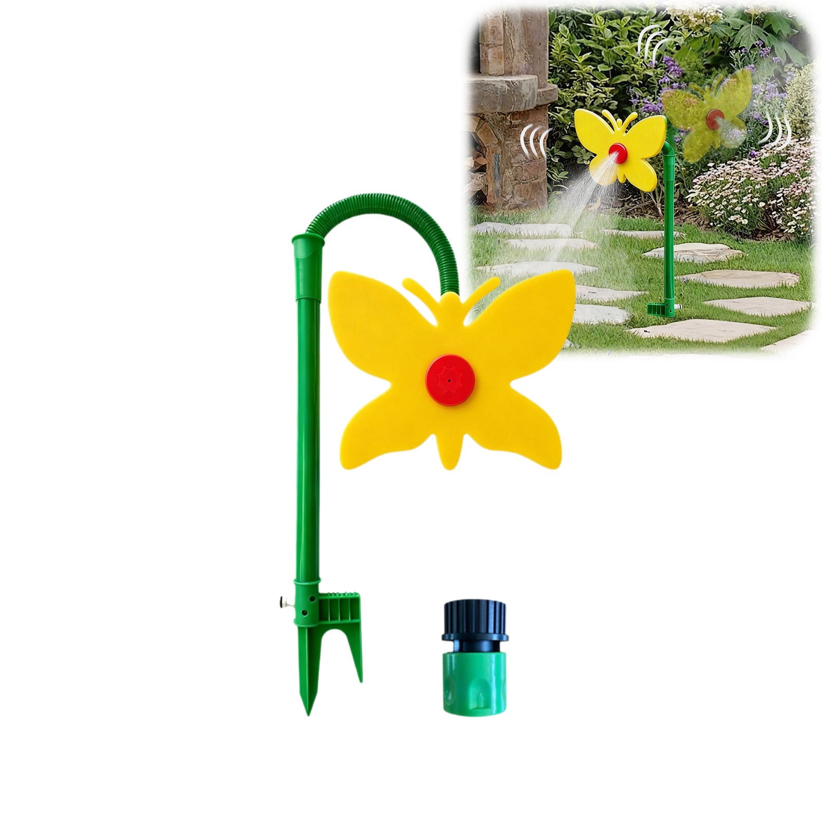 Butterfly Oscillating Garden Sprinkler – Fun Rotating Water Sprayer For Lawn Irrigation & Outdoor Play(Yellow-106X28Cm)