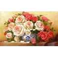 thumbnail image 2 of Dvoretskiy, Petrovich 24x16 Gold Ornate Wood Framed with Double Matting Museum Art Print Titled - RED WHITE ROSES, 2 of 4