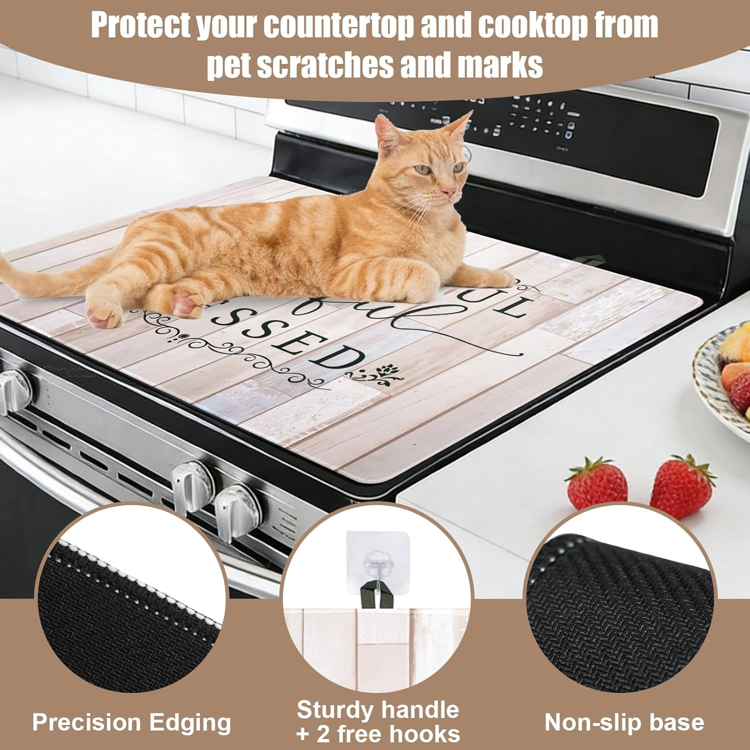 Stove Top Covers for Electric Stove, Glass Cooktop Protector Heat Resistant Stovetop Mat for Kitchen Decor 28 x 20 Inch