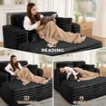 thumbnail image 4 of Muumblus Oversized Chaise Lounge Chair Indoor Furniture, No Assembly Required, Plush Corduroy Upholstered Sofa Bed Cozy Sleeper Couch for Living Room, Bedroom, Black, 4 of 10