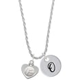 thumbnail image 1 of Delight Jewelry Silvertone Volleyball in Heart Silvertone Script Initial Disc - O - Charm Necklace, 20"+3", 1 of 4