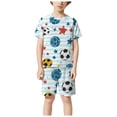 thumbnail image 5 of larppty Pajama Set Cotton Summer Short Sleeves Top and Shorts Two Piece Pjs Sleepwear（Sky Blue， 5-6 Years）, 5 of 6
