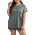 thumbnail image 1 of Bermudas Conjuntos de pantalones cortos sueltos para mujer, jersey de talla grande, conjunto de pantalones cortos, ropa de casa diaria para mujer Ygjytge Verde T 26 para Mujer, 1 of 7