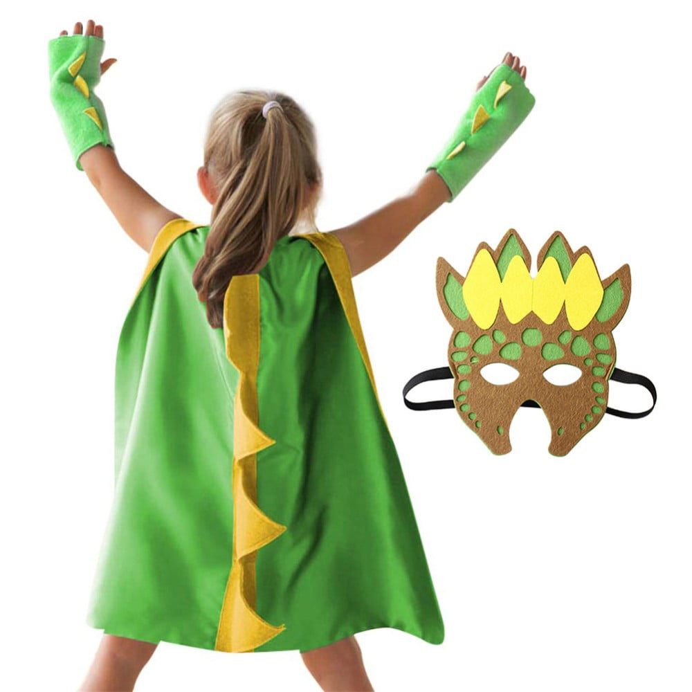 Kids Halloween Costume Dinosaur Cape with EyeMask Cloak Witch Wizard