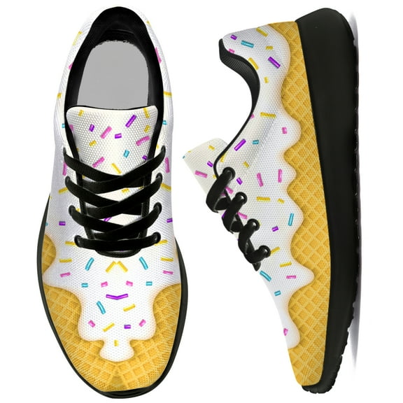 Uminder Womens Tennis Shoes Ice Cream Sneakers Black Shoes Size 11.5