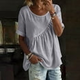thumbnail image 2 of hlysgo Womens Casual Lightweight Tops Short Sleeve Peplum T Shirts Summer Loose Fit Crew Neck Tunics Gray,M, 2 of 6