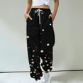 thumbnail image 2 of Arlun Cinch Bottom Sweatpants Womens Baggy Elastic High Waist Drawstring Joggers Trendy Floral/Gradient/Color-Blocked/Checkered Printed Casual Workout Trousers with Pockets Black S, 2 of 3