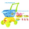 thumbnail image 2 of Blue 20" Big 2-Layer Toy Shopping Cart W/Mini Cookware Kits Toys for Boys 3-6 Years Girls, Kids Pretend Play Shopping Grocery Play Set Gifts to Toddlers, Extra Gift Box, 2 of 7