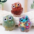thumbnail image 4 of Taosunzt Natural Crystal Owl Figurine Handmade Resin Owl Statue Filled with Crystal Stones Tabletop Owl Ornament for Home Office Car Decor Reiki Healing Multicolor, 4 of 13