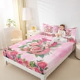 thumbnail image 4 of Homewish Girly Pink Monogrammed B Twin Sheet Sets for Women, Valentines Day Twin Fitted Sheet, Spring Garden Rose Flat Sheet, Breathable Home Decor, 3-Piece, 4 of 7