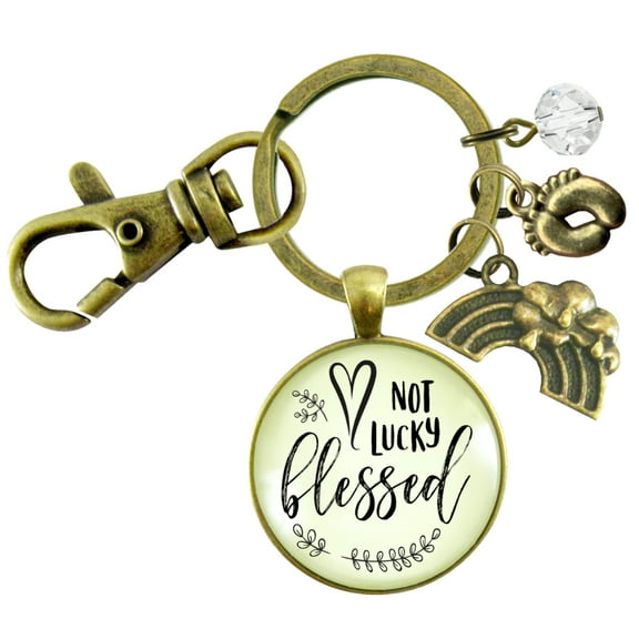 Rainbow Baby Gutsy Goodness Bronze Keychain Not Lucky Blessed Jewelry Encourage For Mom After Loss Storm