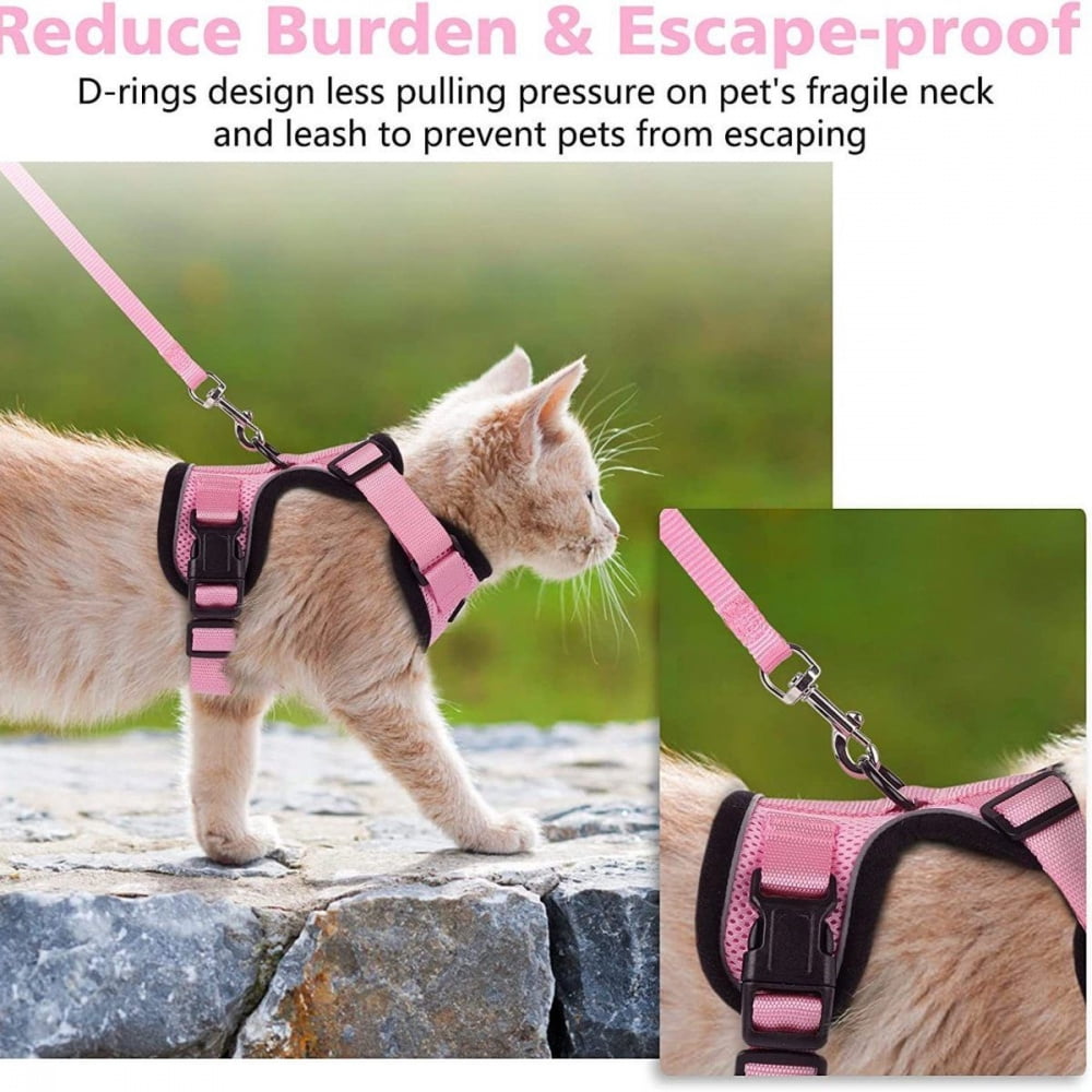 Cat and small dog harness traction rope for walking, anti escape soft adjustable vest harness, easy to control breathable jacket