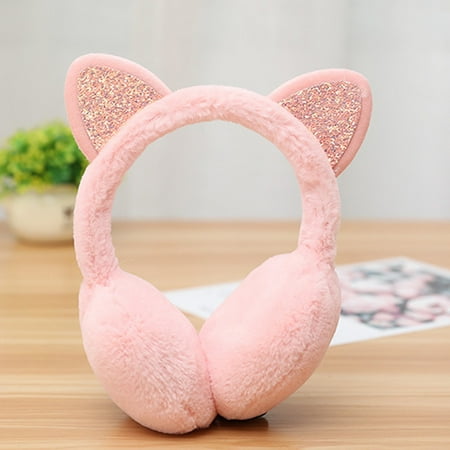 

Musuos Women Ear Muffs Winter Warm Plush Cat Sequin Earmuffs Snow Outdoor