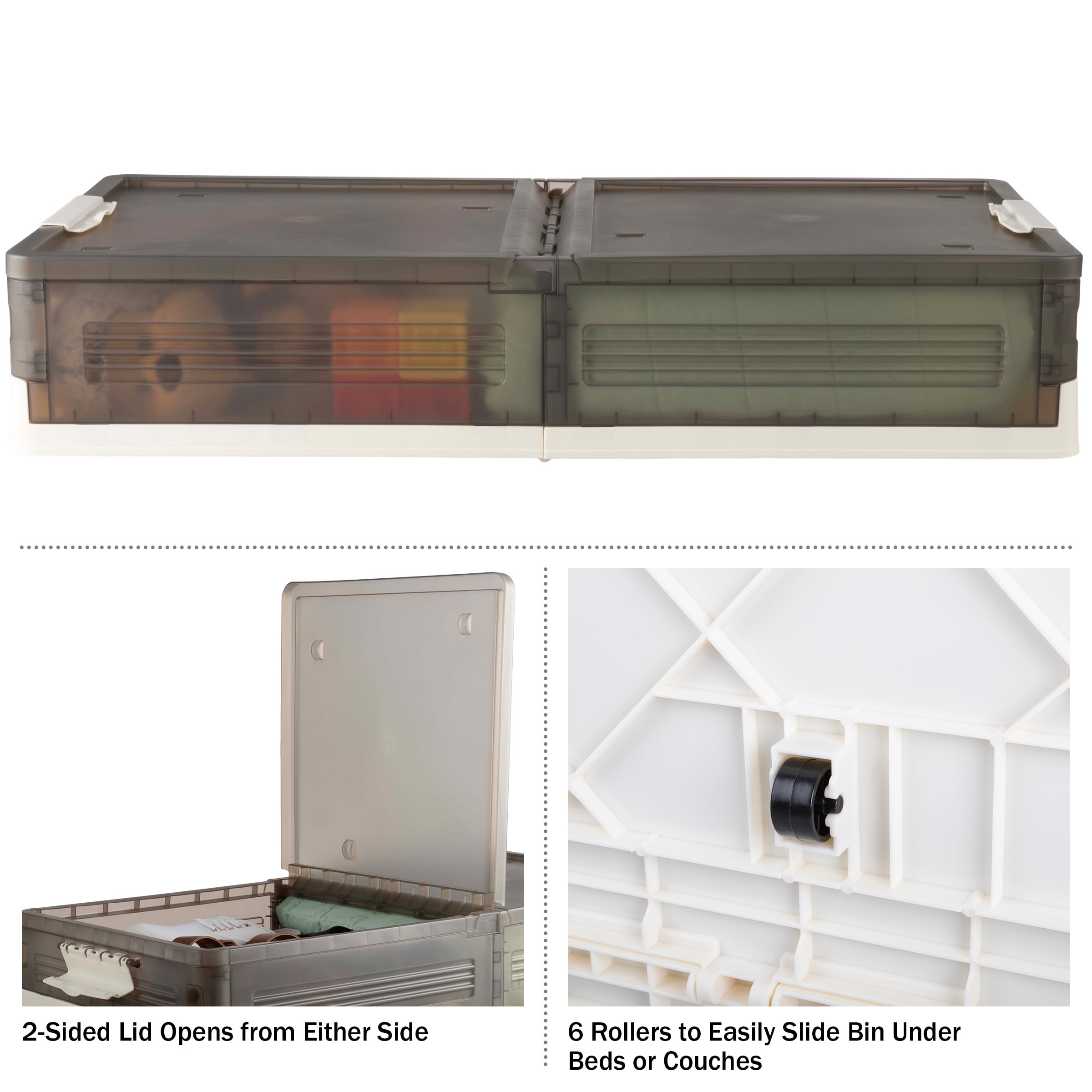 Home-Complete 15.8Gal Under Bed Storage with Wheels and 2-Sided Lid (Gray)