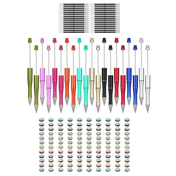 260Pcs DIY Sublimation Pen Blank Beadable Ballpoint Pen with Beads, Refills, Heat Transfer Pen for Christmas Party Favor