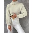 thumbnail image 2 of Lovskoo Sweaters for Women Long Sleeve Turtleneck Casual Pullover Sweater White, 2 of 5