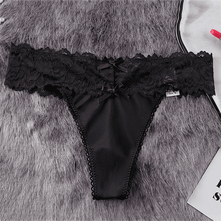 Fulorrnie Sexy Lace Thong Underwear for Women Low Rise T Back Breathable Nylon Spandex  No Show Comfort  Black  S
