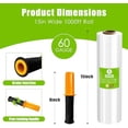 thumbnail image 2 of Plastic Wrap Stretch Film Roll - 1000ft 60 Gauge Industrial Strength 15 inch Wide Clear Plastic Wrap Roll with Handles for Pallet Wrapping Shipping Moving - Clear, Pack of 1, 2 of 7