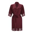 thumbnail image 3 of Women's Nightgown Comfortable Pajamas Solid Color Lace Nightgown Slit Suspender Dress Lace Up Outer Robe Home Clothes Set Dressing Gown Women Long Robe Japanese Robes for Women Robes for Women Long, 3 of 7
