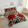 thumbnail image 5 of Erosebridal Rose Flower Comforter Set Women, Leopard Print Down Comforter Queen Size, 3D Red Floral Petal Bedding Set Cheetah Animal Skin Quilted Duvet for Bedroom Decor, Brown, 5 of 7