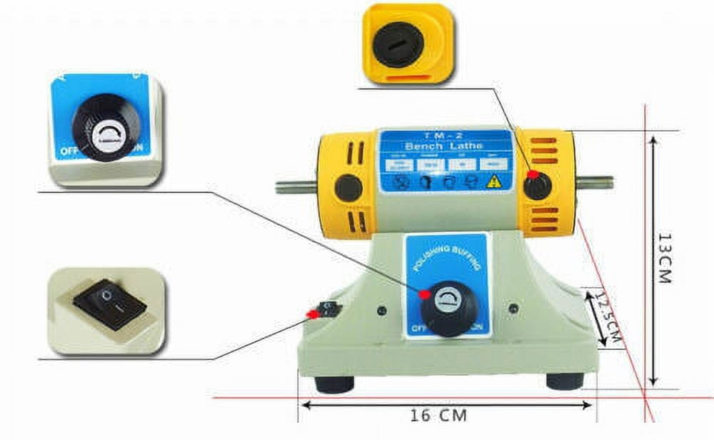 Upgraded 110V Gem Jewelry Rock Bench Polishing Grinding Machine Lathe Polisher