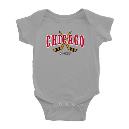 

Cute Chicago Baby Romper Hockey Fan Baby Jersey Clothes (Gray 18-24 Monthes)