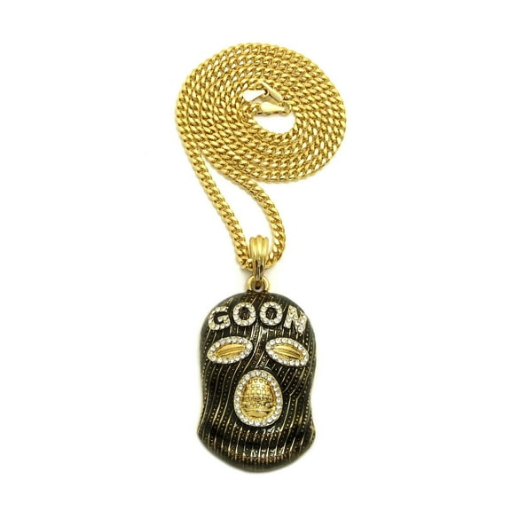 Unique Fashion 21 Hip Hop Goon Ski Mask Man Pendant 3mm 24" Cuban Chain Necklace