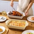 thumbnail image 3 of Casserole Dishes for Oven Microwave, Porcelain Baking Dishes with Handles, Rectangular Deep Lasagna Pans, Premium Ceramic Bakeware, Yellow 2.9 Qt, 3 of 8