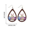 thumbnail image 3 of Easter Water Drop Rabbit Earrings, Fashionable Personalized Wooden Print Jewelry for Women, 3 of 5