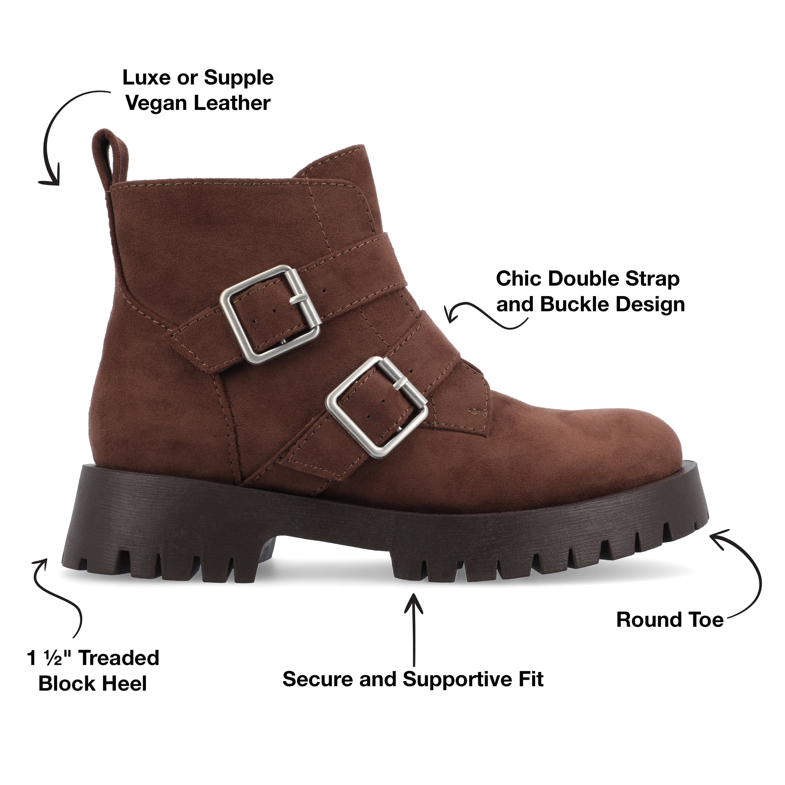 Journee Womens Maebry Treaded Outsole Round Toe Booties