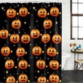 thumbnail image 2 of Halloween Shower Curtain, Waterproof Shower Curtains for Bathroom, Fall Orange Scary Pumpkin Star Black Washable Fabric Bathtub Curtain Set Bath Decor with 12 Hooks Long 72"x84", 2 of 8