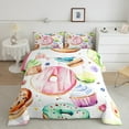 thumbnail image 2 of jejeloiu Sweet Doughnut Queen Comforter Set,Colorful Dessert Theme Bedding Sets,3D Cake Ice Cream Bedding Comforter Set For Girls Kids,Microfiber Bedroom Decor,3pcs, 2 of 8