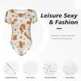 thumbnail image 4 of KLL Women 's Crew Neck Bodysuit Jumpsuits Cute Squirrel Fall Print Short onesies Stretch T Shirts, 4 of 7