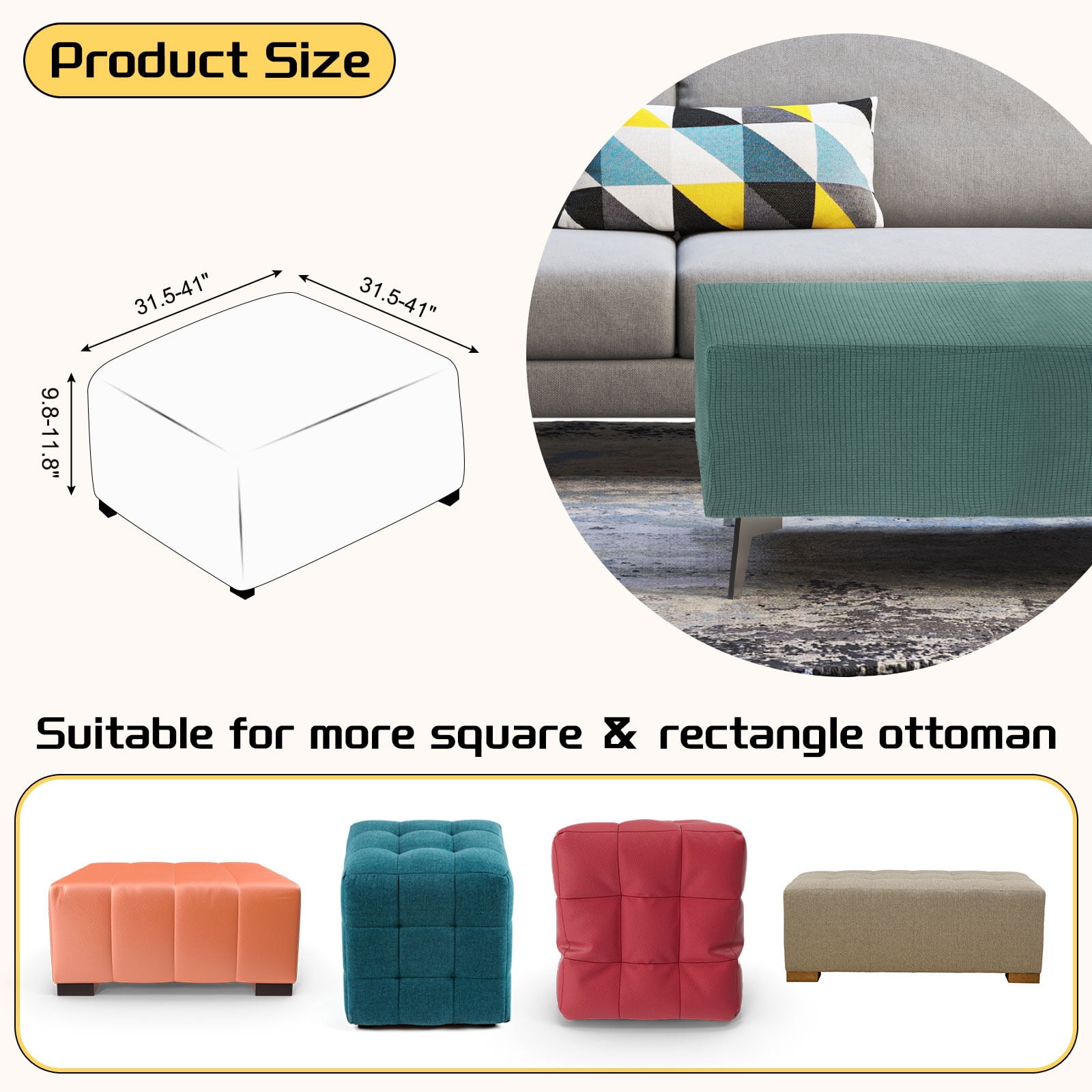 Unique Bargains Stylish Square Jacquard Slipcover Green 31.5"–40.6" x 13.8"–17.7"