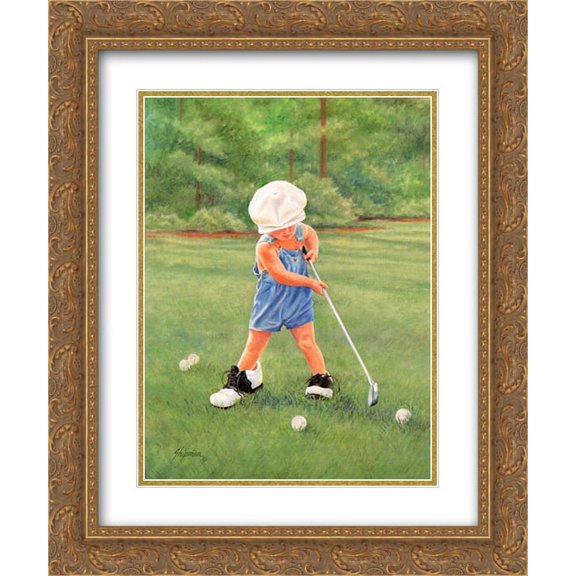 Daddy's Caddie 2x Matted 16x19 Gold Ornate Framed Art Print by Barbara Shipman