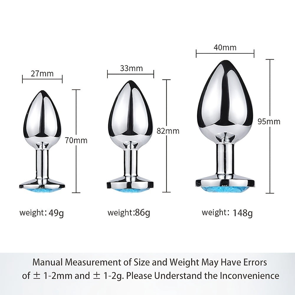 3PCS Butt Plug Set Adult Sex Toys,Stainless Steel Dimond Anal Plug Anal Toys