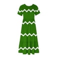 thumbnail image 4 of Womens Short Sleeve Mid Long Dress with Pockets Fashion Wave Striped Print Pleated Casual Tiered Maxi T-shirt Dress (X-Large, Army Green), 4 of 6