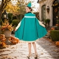 thumbnail image 4 of Women's Witch Costume Sets Magic Academy Sorceress Green Cape Dress Outfit Set with Witch Hat Halloween Fancy Dress Party Cosplay Costumes, 4 of 8