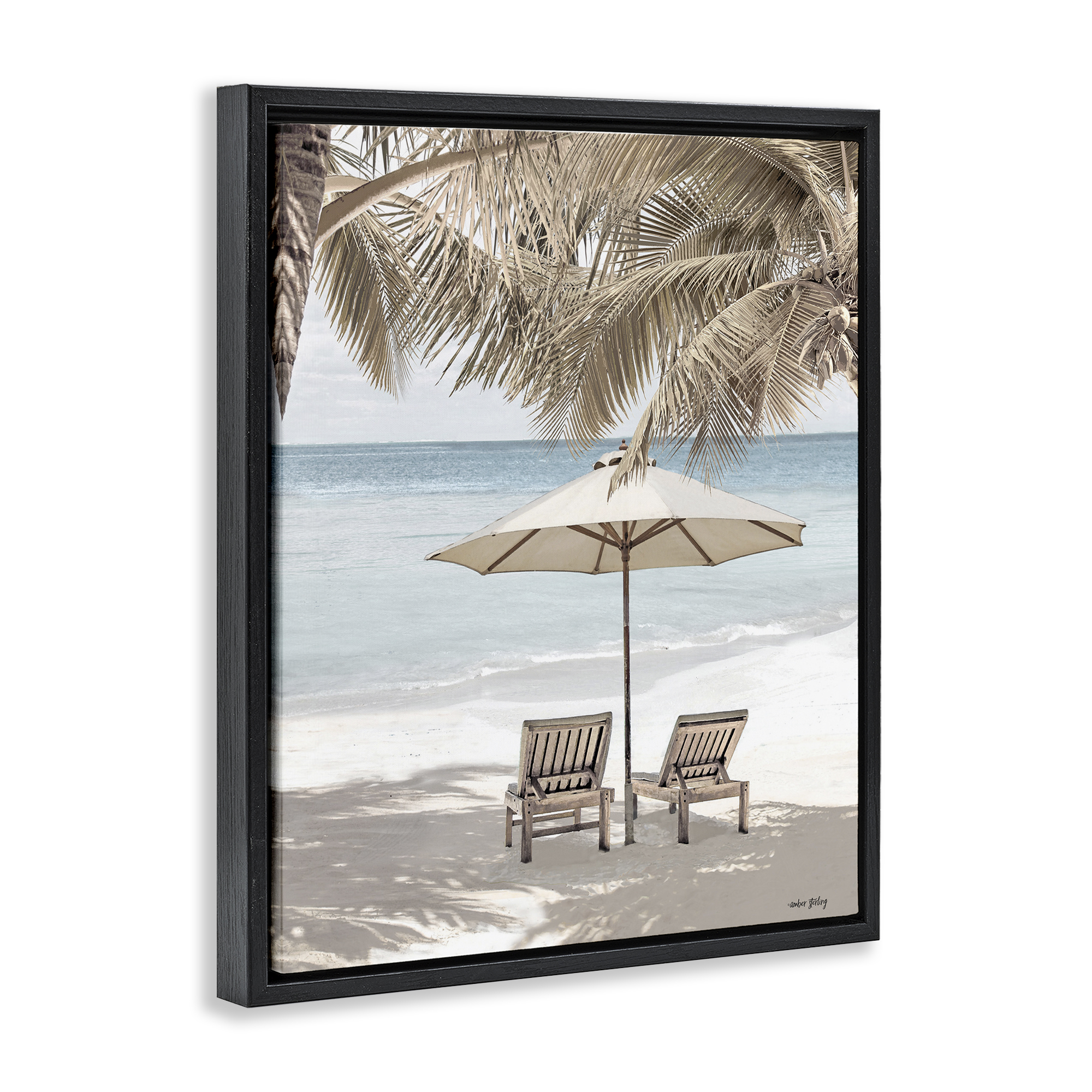 Stupell Industries Summer Villa Vacation Landscape Photography Black Floater Framed Canvas Art Print Wall Art, 17 x 21