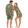thumbnail image 4 of DORKASM Halloween Matching Pajamas for Couples Pj Sets for Woman Men Bat Pumpkin Print Button Down Sleepwear Green XL, 4 of 5