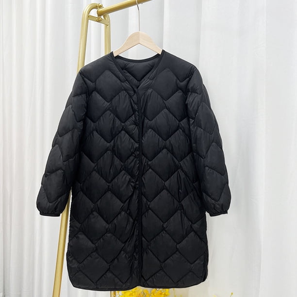 Chaqueta de invierno gruesa sin capucha para mujer, con forro polar, para protegerse del frío y abrigarse.