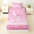 thumbnail image 3 of Castle Fairy Pink Glitter Letter S Twin Sheet Sets 3pcs for Girls,Cartoon Bow Bedding, 3 of 6