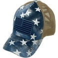 thumbnail image 2 of C.C Ponytail Criss Cross Messy Buns Ponycaps Baseball Cap Dad Trucker Mesh Hat (Tie Dye USA Stars Navy, 2 of 3