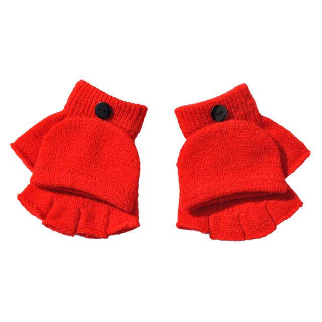 Jumpingount 1 par de guantes sin dedos Accesorio de ropa simple Medio dedo Cubierta de calentamiento de manos Calentador de manos Niñas Niños Guante para guantes y mitones Rojo Jumpingount AP009852-03