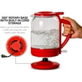 thumbnail image 4 of OVENTE Electric Hot Water Glass Kettle 1.5 Liter Heat-Tempered Borosilicate Glass with ProntoFill Technology the Easy Fill Solution, Portable 1500 Watt Fast Heating for Coffee & Tea, Red KG516R, 4 of 11