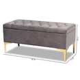 thumbnail image 3 of Bowery Hill Grey Velvet Gold Finished Button Tufted Storage Ottoman, 3 of 11