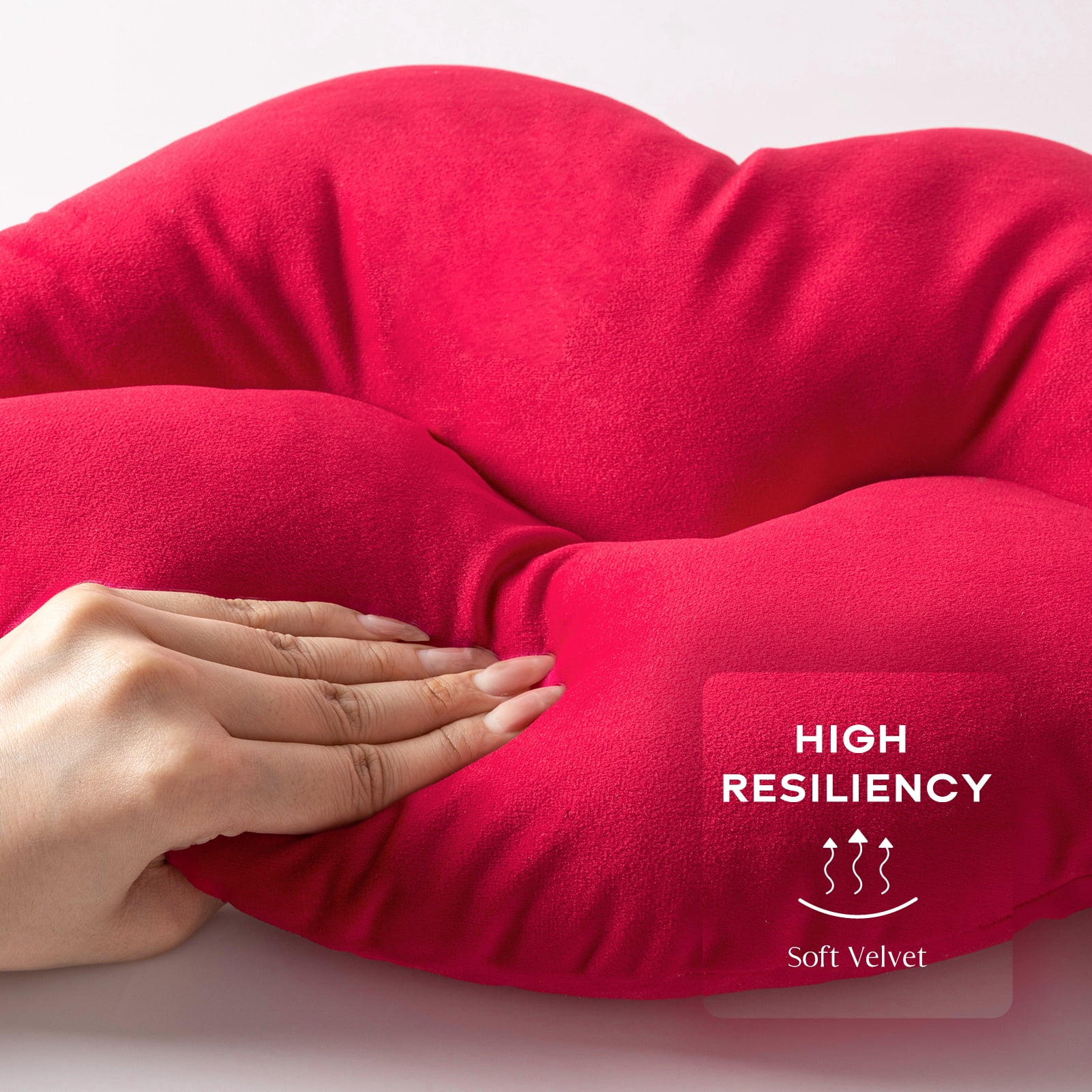 Phantoscope Lips Throw Pillows Smooth Soft Velvet Cushion with Insert Included, Decorative Lumbar Pillow for Couch Bed Living Room, Dark Red, 24 x 12 Inches
