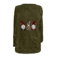 thumbnail image 4 of asdoklhq Christmas Long Sweaters for Women Christmas Round- Neck and Winter Loose Solid Pocket Warm Long Sleeve Blouse Army Green XL, 4 of 5